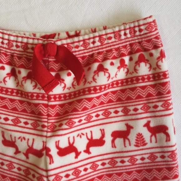 NEW carter's red & ivory fleece pajama pants 2T toddler girls - Picture 2 of 6